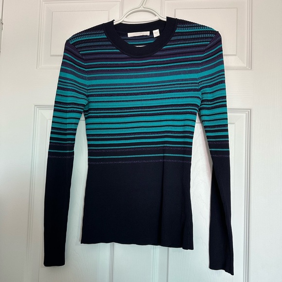 Boss Tops - Boss Navy and Teal Striped Long Sleeve Top